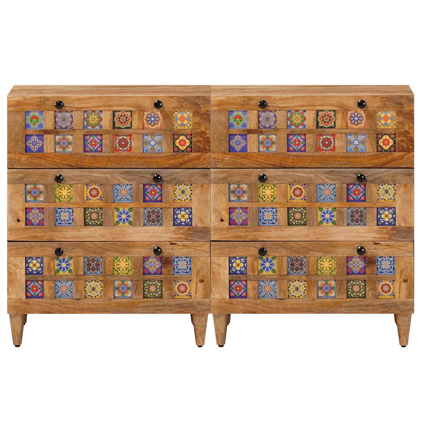 Dressoir 2 pcs Naturel 60 x 33 x 75 cm Massief Mango Hout image 4