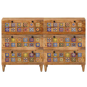 Servírovací skříň 2 pcs Přírodní 60 x 33 x 75 cm - obrázek 4