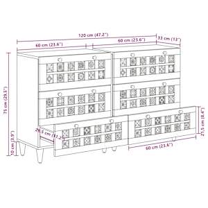 Servírovací skříň 2 pcs Přírodní 60 x 33 x 75 cm - obrázek 12