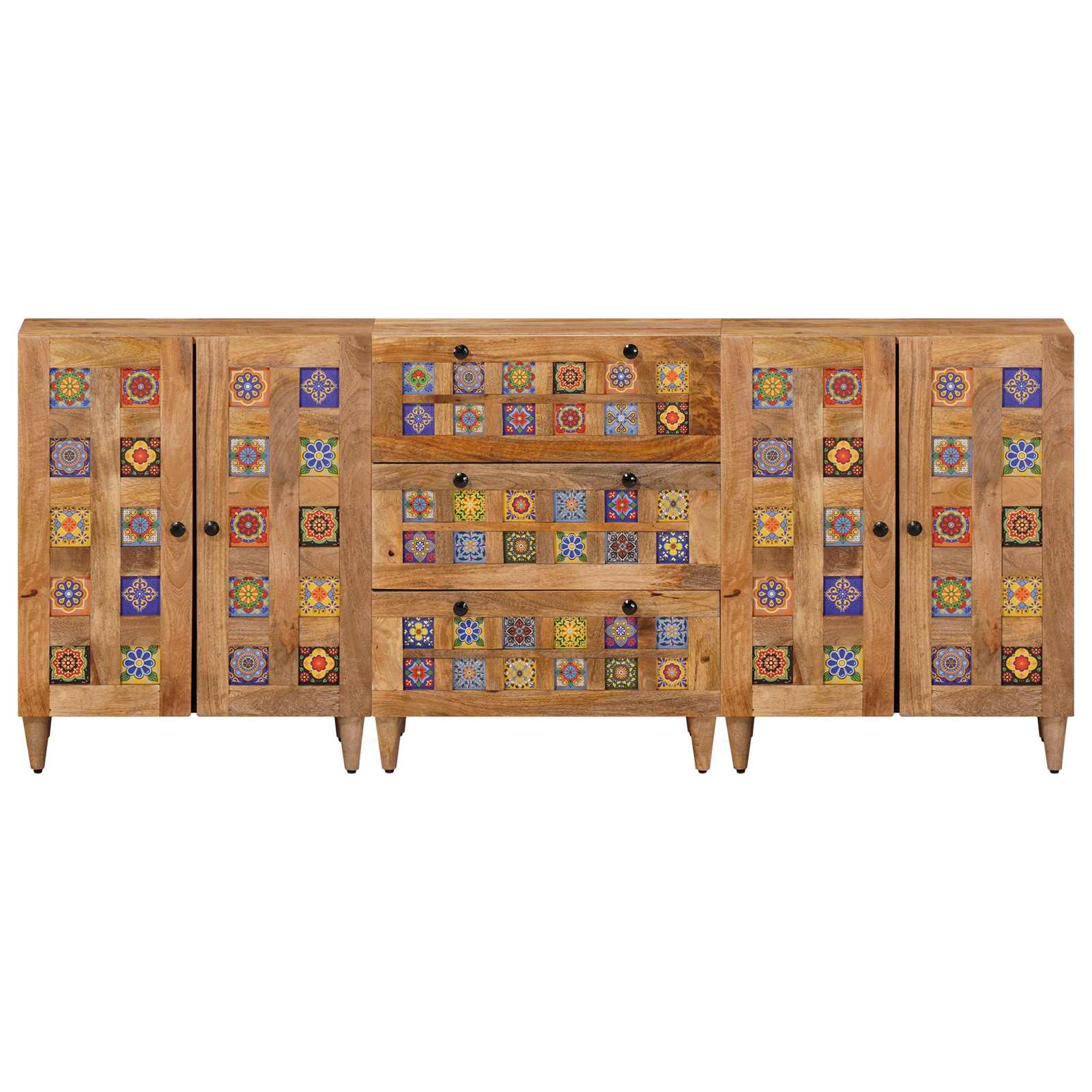 Dressoir 3 pcs Naturel 60 x 33,5 x 75 cm Massief Mango Hout image 5