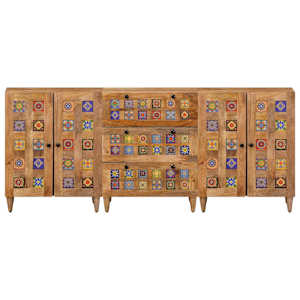 Servírovací skříň 3 pcs Přírodní 60 x 33,5 x 75 cm - obrázek 5