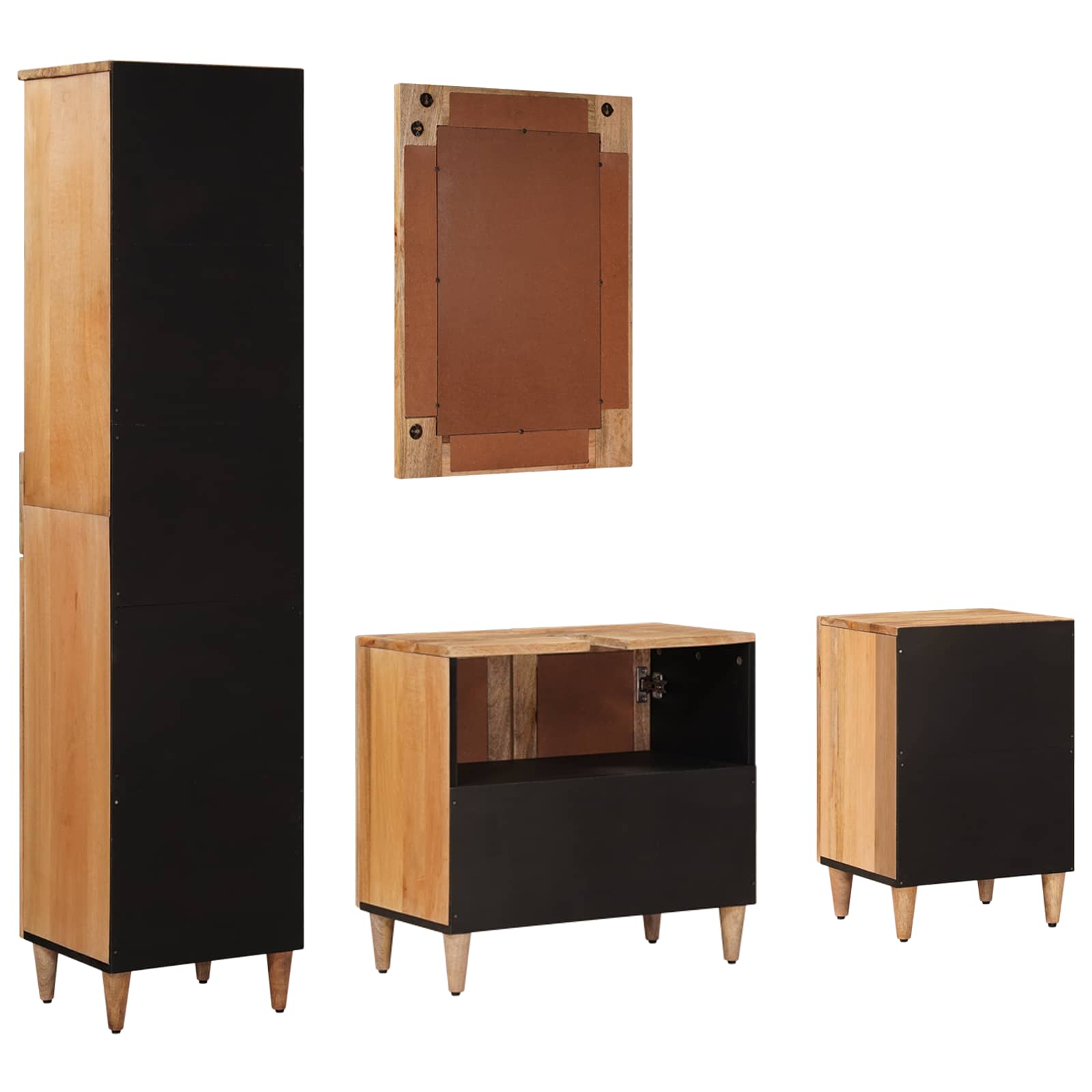 Badkamermeubelset met lade 4 pcs Naturel Massief Mango Hout image 8
