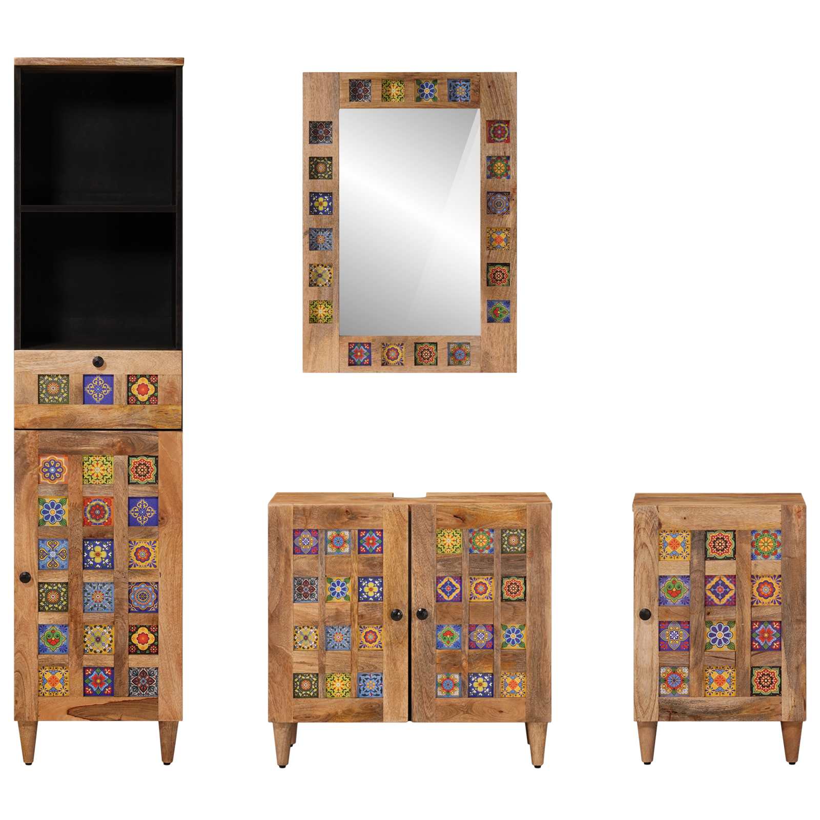 Badkamermeubelset met lade 4 pcs Naturel Massief Mango Hout image 7