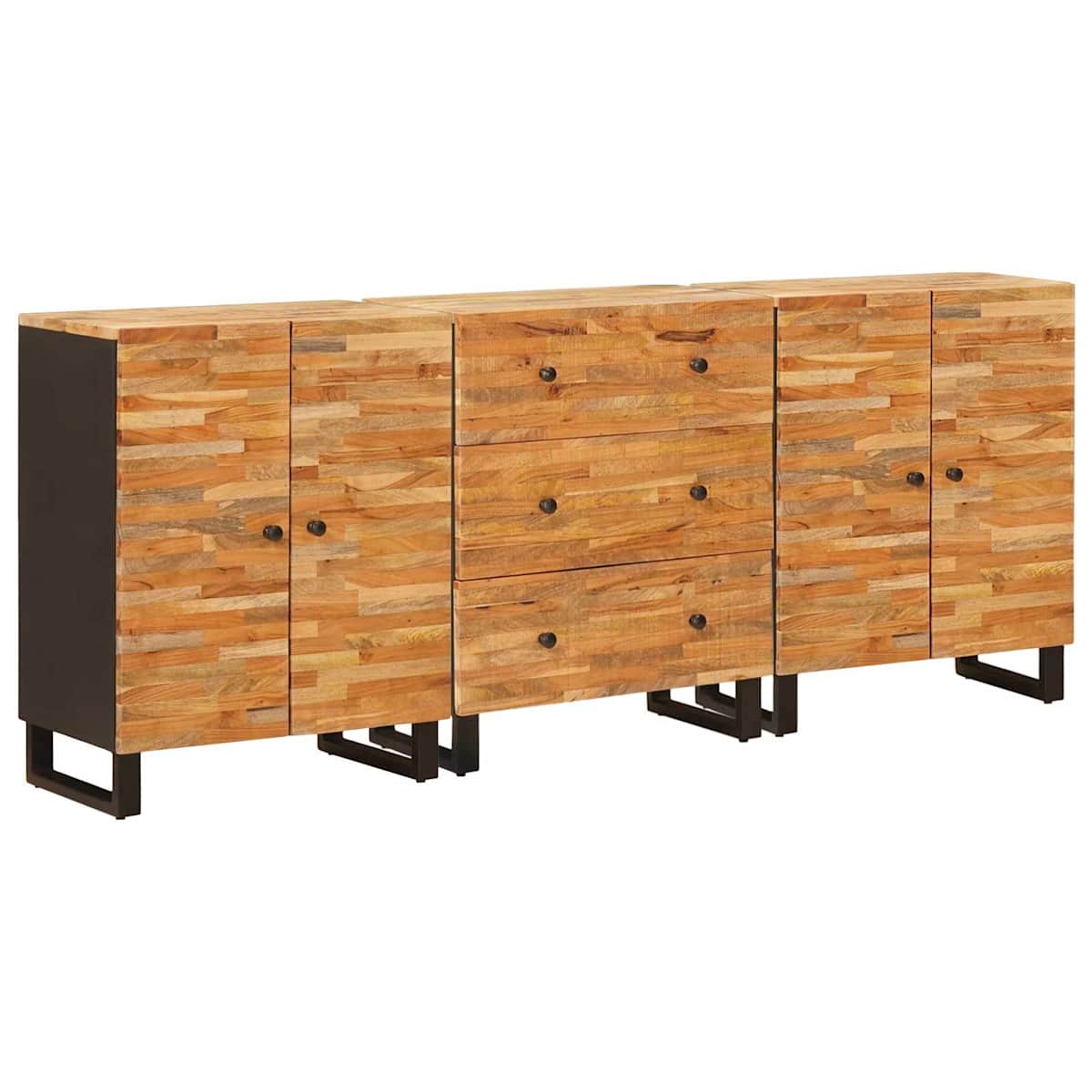 Sideboard 3 stk. 60 x 33 x 75 cm Massivt mangotræ Brun