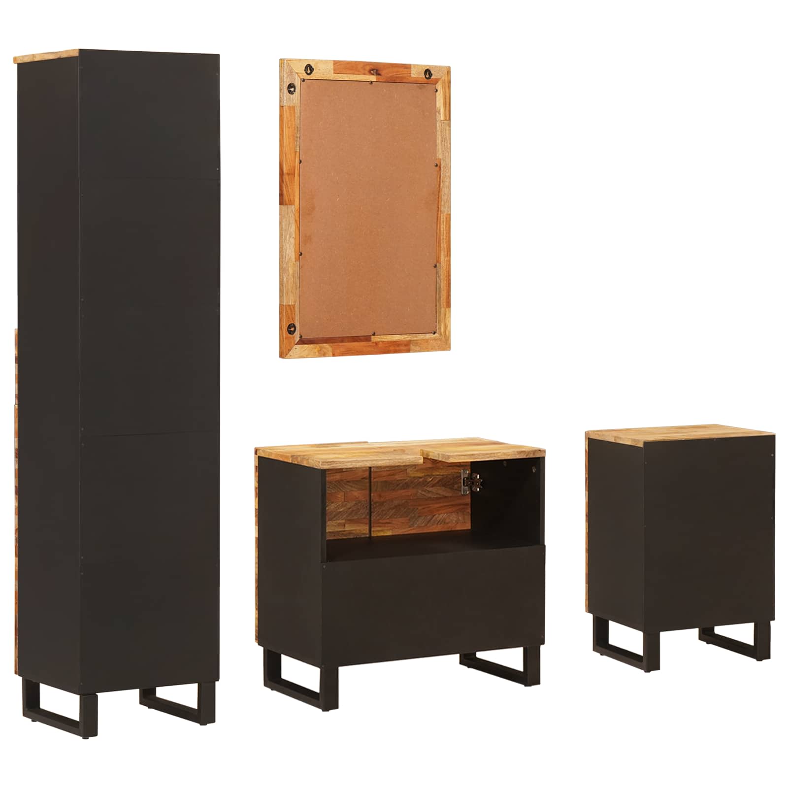 Kylpyhuoneen setit hyllyllä Luonnollinen Kiinteä mango puu - Image 8