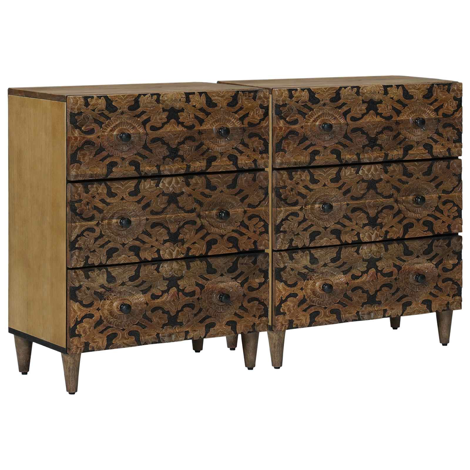 Dressoir 2 pcs Bruin 60 x 33,5 x 75 cm Massief Mango Hout image 1