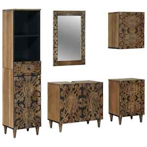 vidaXL Vannitoa m&ouml;&ouml;bleset 5 tk Pruun 62 x 33 x 58 cm Tugev mango puu