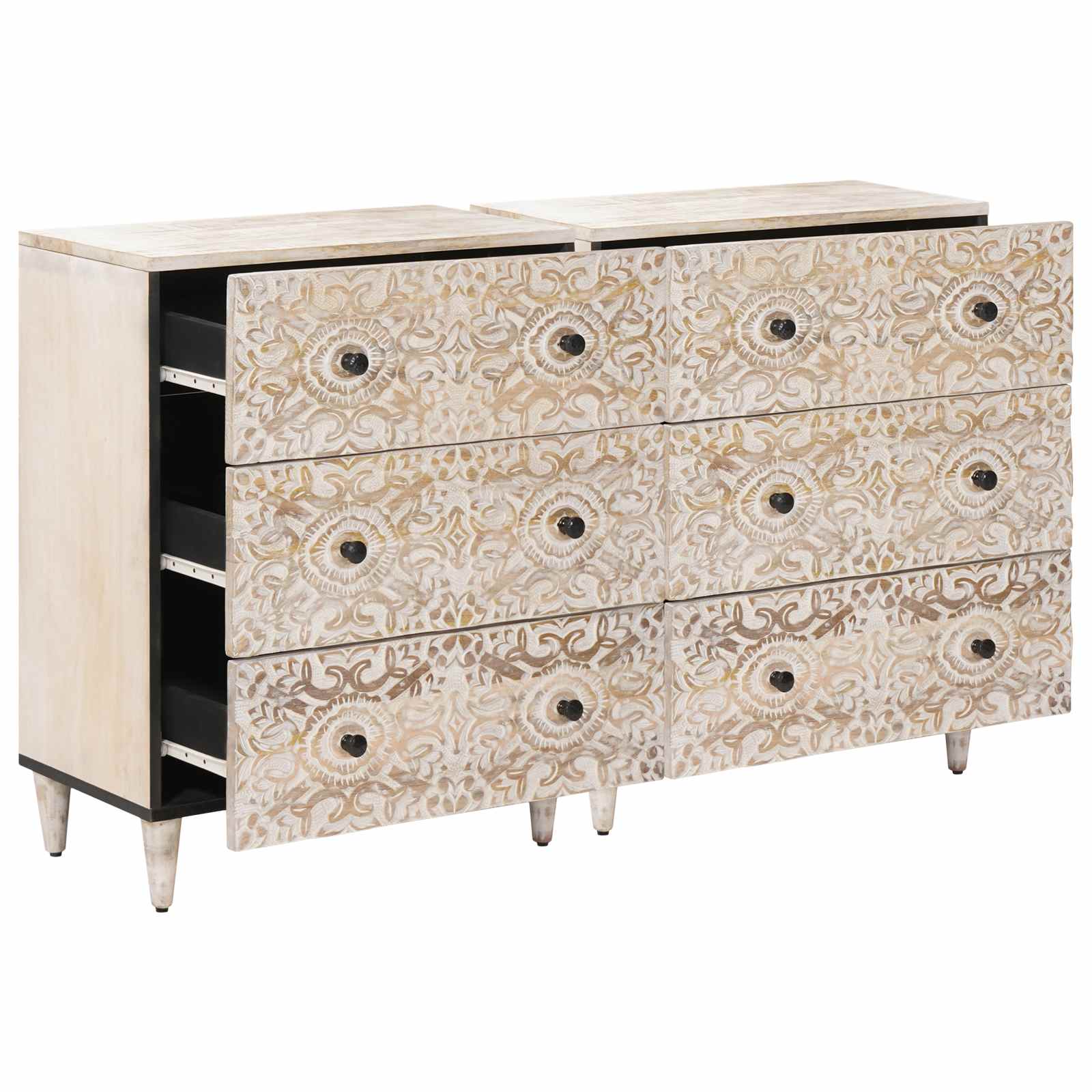 Dressoir 2 pcs Wit 60 x 33,5 x 75 cm Massief Mango Hout image 2