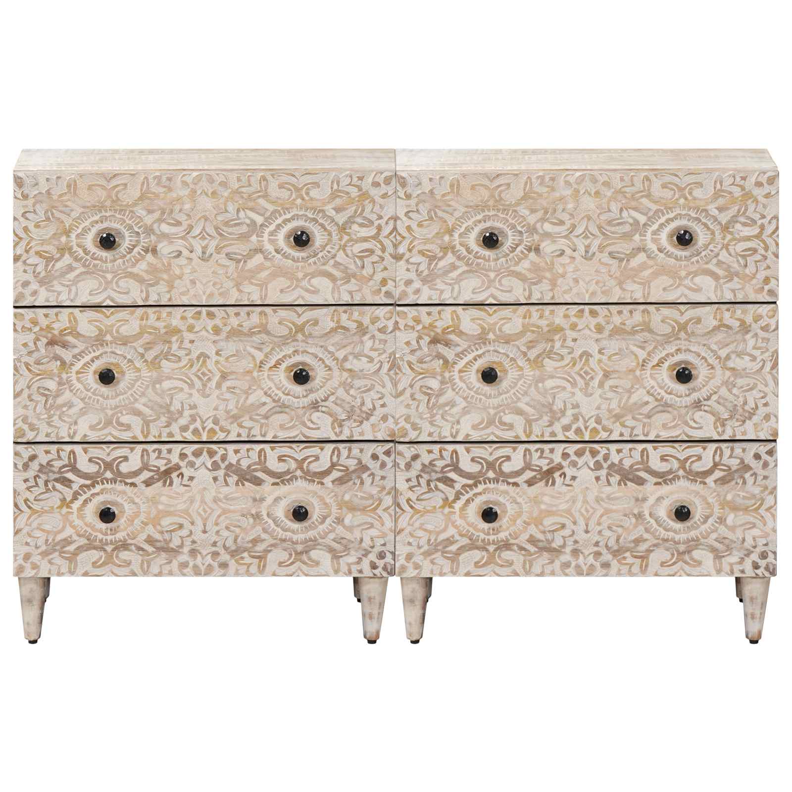 Dressoir 2 pcs Wit 60 x 33,5 x 75 cm Massief Mango Hout image 4