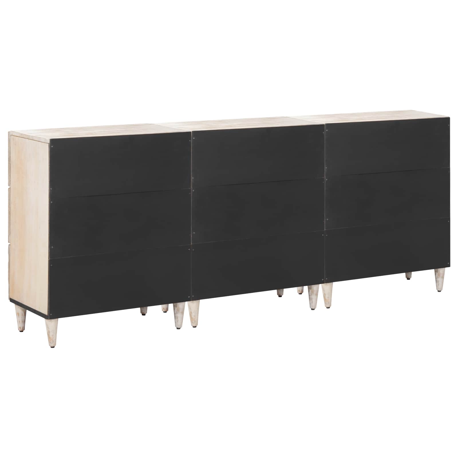 Dressoir 3 pcs Wit 60 x 33,5 x 75 cm Massief Mango Hout image 6