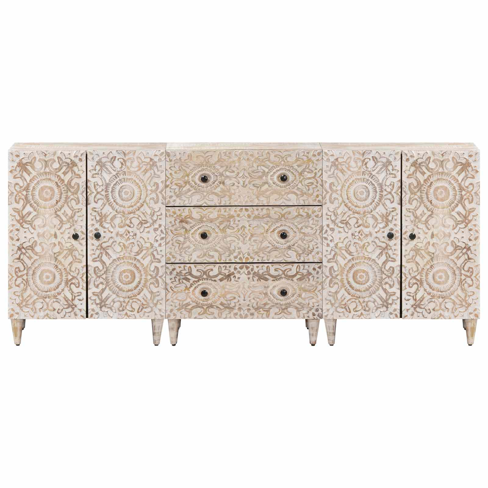 Dressoir 3 pcs Wit 60 x 33,5 x 75 cm Massief Mango Hout image 5