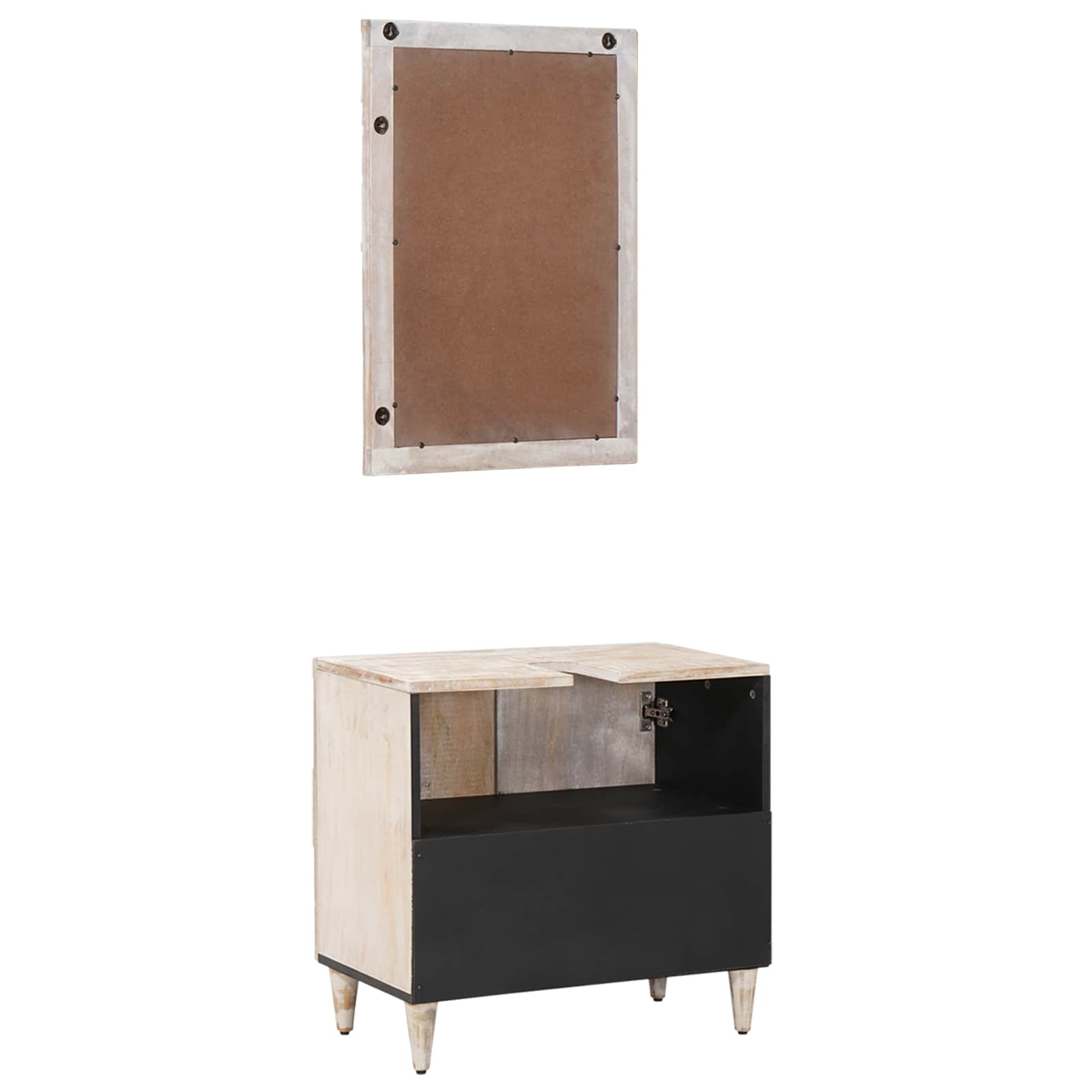 Badkamermeubelset Wandgemonteerd 2 pcs Wit Massief Mango Hout image 6