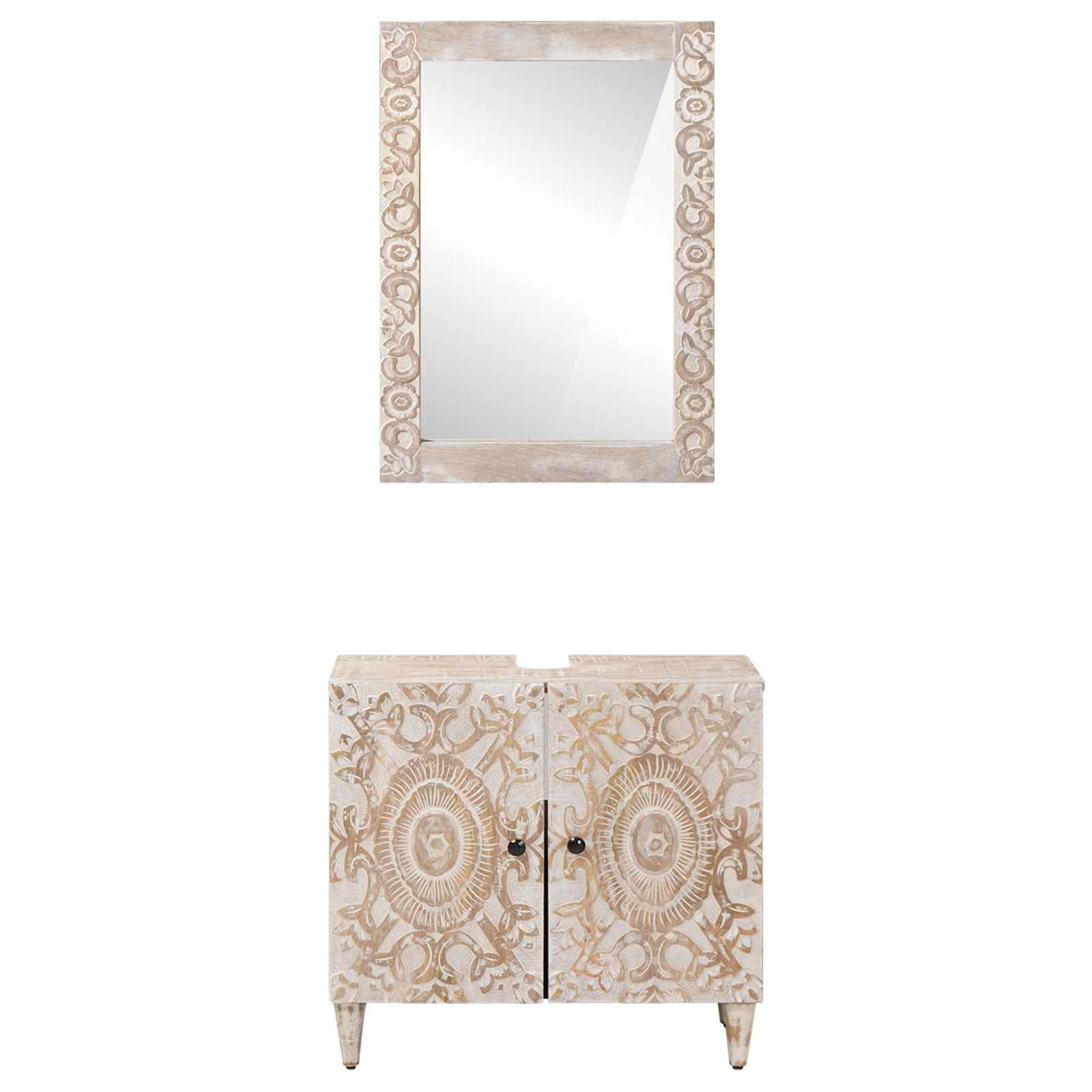 Badkamermeubelset Wandgemonteerd 2 pcs Wit Massief Mango Hout image 5