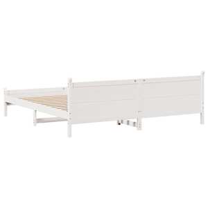 Postel bez matrace bílá 200 x 200 cm masivní borovice - obrázek 6