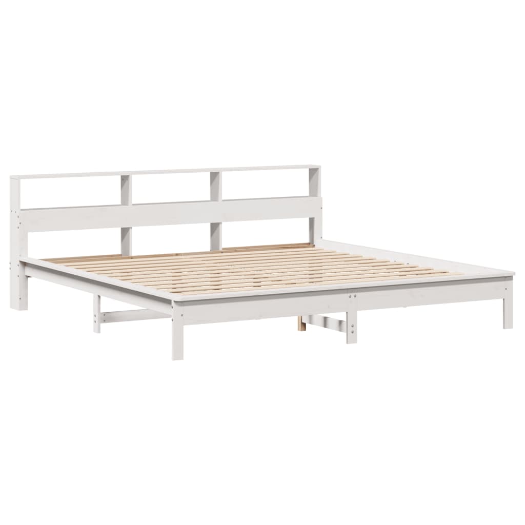 vidaXL Sängynrunko ilman patjaa valkoinen 200x200 cm täysi mänty