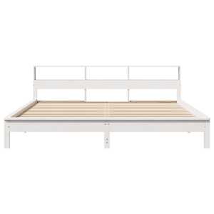 Postel bez matrace bílá 200 x 200 cm masivní borovice - obrázek 4