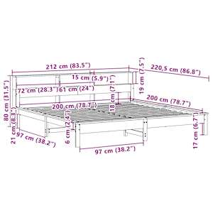 Postel bez matrace bílá 200 x 200 cm masivní borovice - obrázek 9