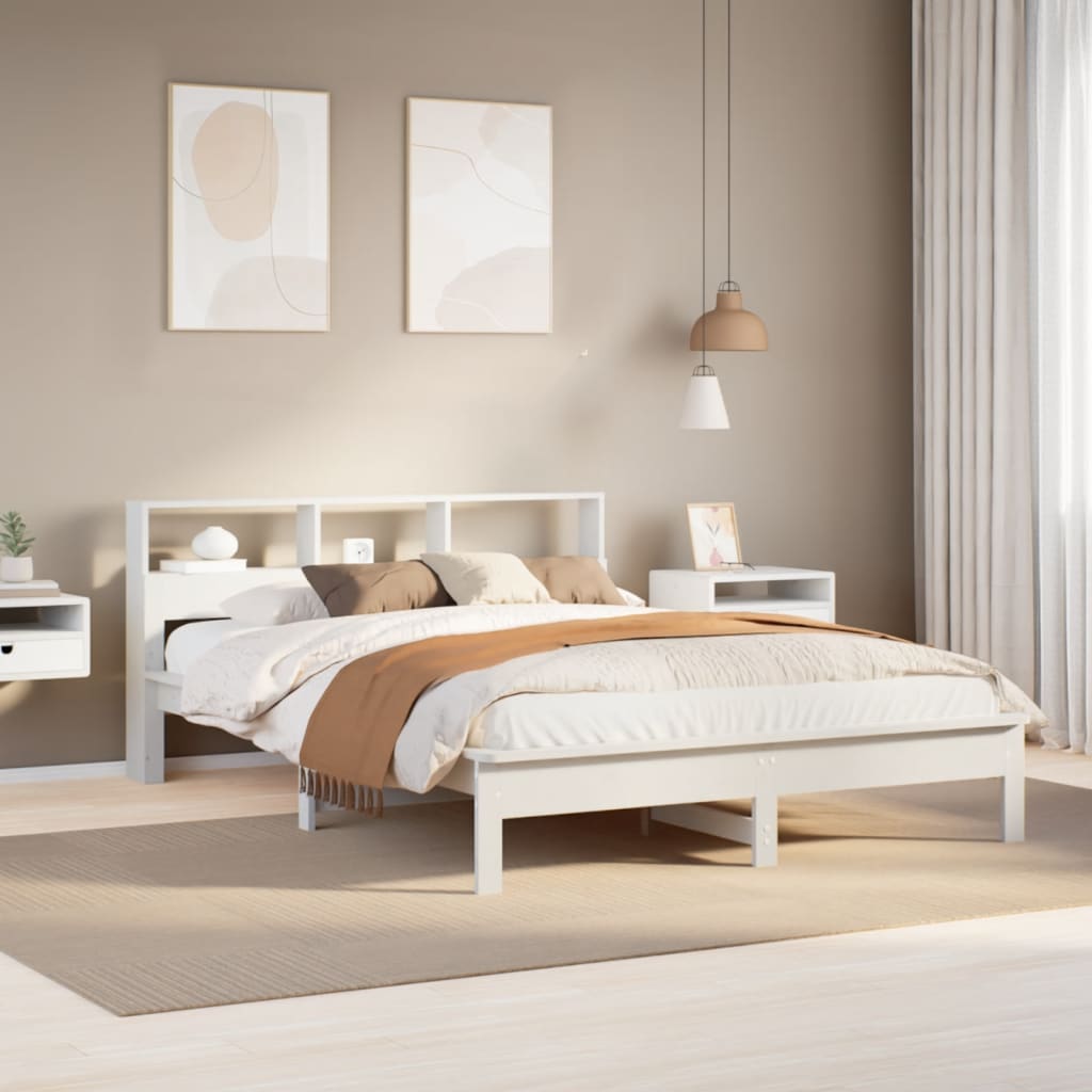 vidaXL Sängynrunko ilman patjaa valkoinen 160x200 cm täysi mänty
