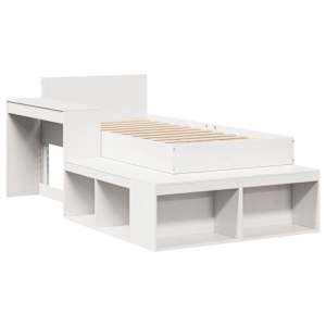 vidaXL Massivholzbett ohne Matratze Wei&szlig; 90x200 cm Kiefernholz