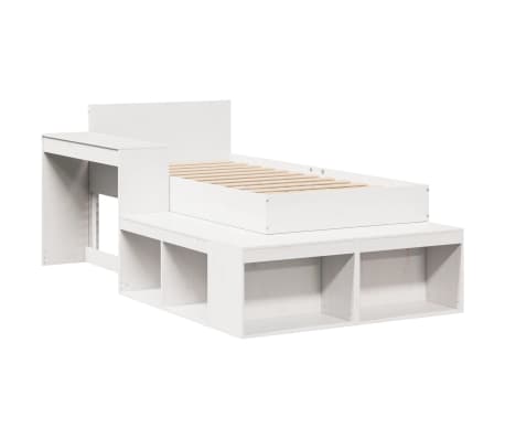 vidaXL Cadru pat fără saltea, alb, 90x190 cm, lemn masiv de pin