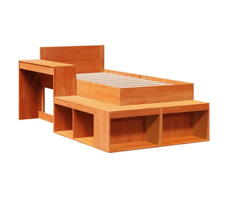 vidaXL Cadru pat fără saltea, maro ceruit, 90x190 cm, lemn masiv pin