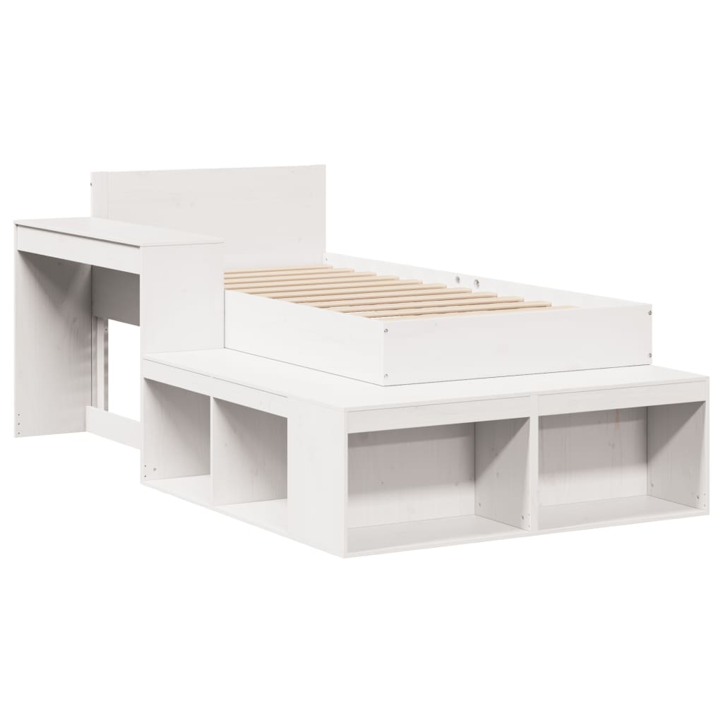 vidaXL Bedframe zonder matras massief grenenhout wit 75x190 cm afbeelding