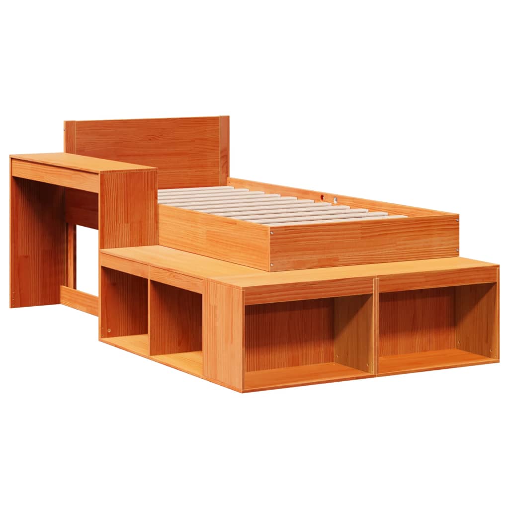 vidaXL viaszbarna tömör fenyőfa ágy matrac nélkül 75 x 190 cm