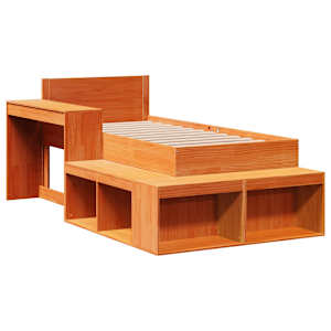 vidaXL Bedframe zonder matras massief grenenhout wasbruin 75x190 cm