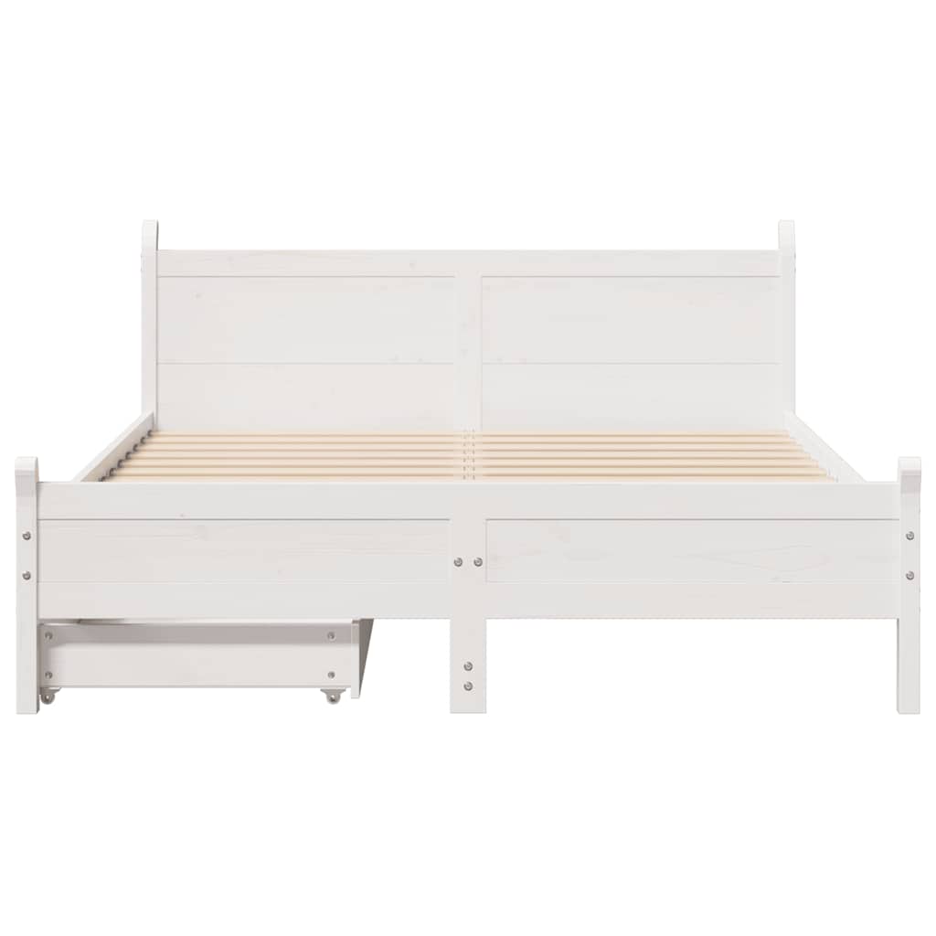 vidaXL Bedframe zonder matras massief grenenhout wit 120x200 cm, foto 4