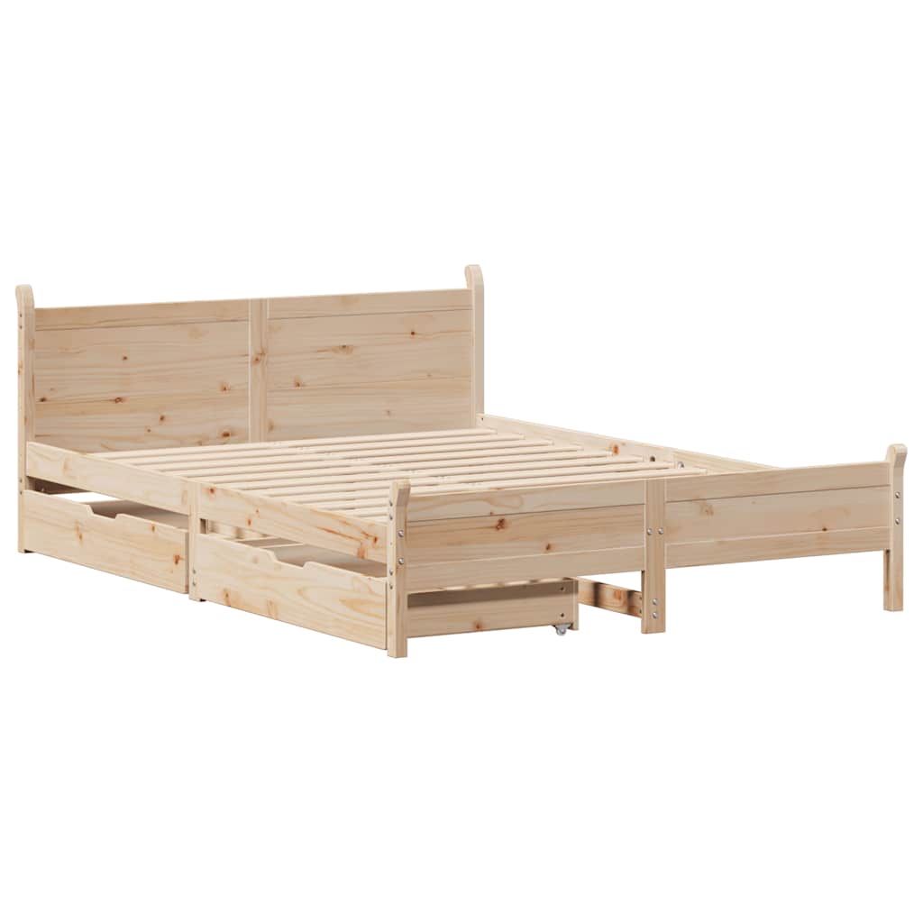 vidaXL Bedframe zonder matras massief grenenhout 135x190 cm afbeelding