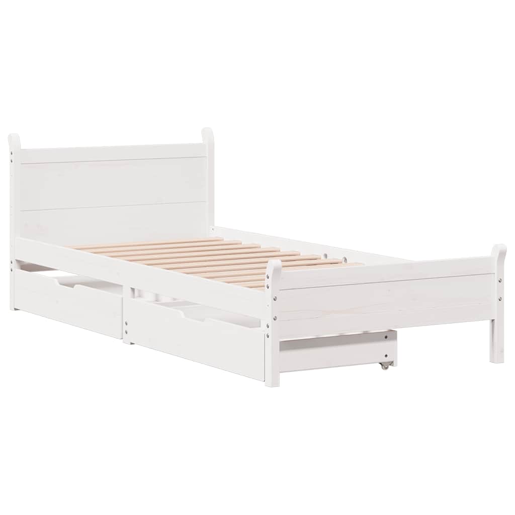 vidaXL Bedframe zonder matras massief grenenhout wit 75x190 cm afbeelding