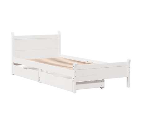 vidaXL Bedframe zonder matras massief grenenhout wit 75x190 cm