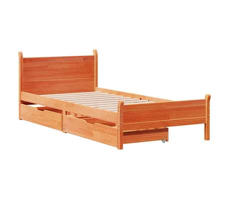 vidaXL Cama sem colch&atilde;o 75x190 cm madeira de pinho maci&ccedil;a castanho-mel
