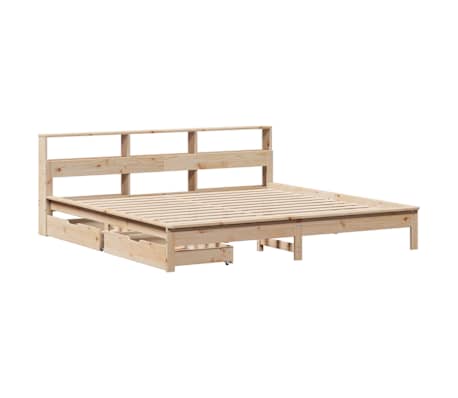 vidaXL Bookcase Bed without Mattress 180x200 cm Super King Solid Wood Pine
