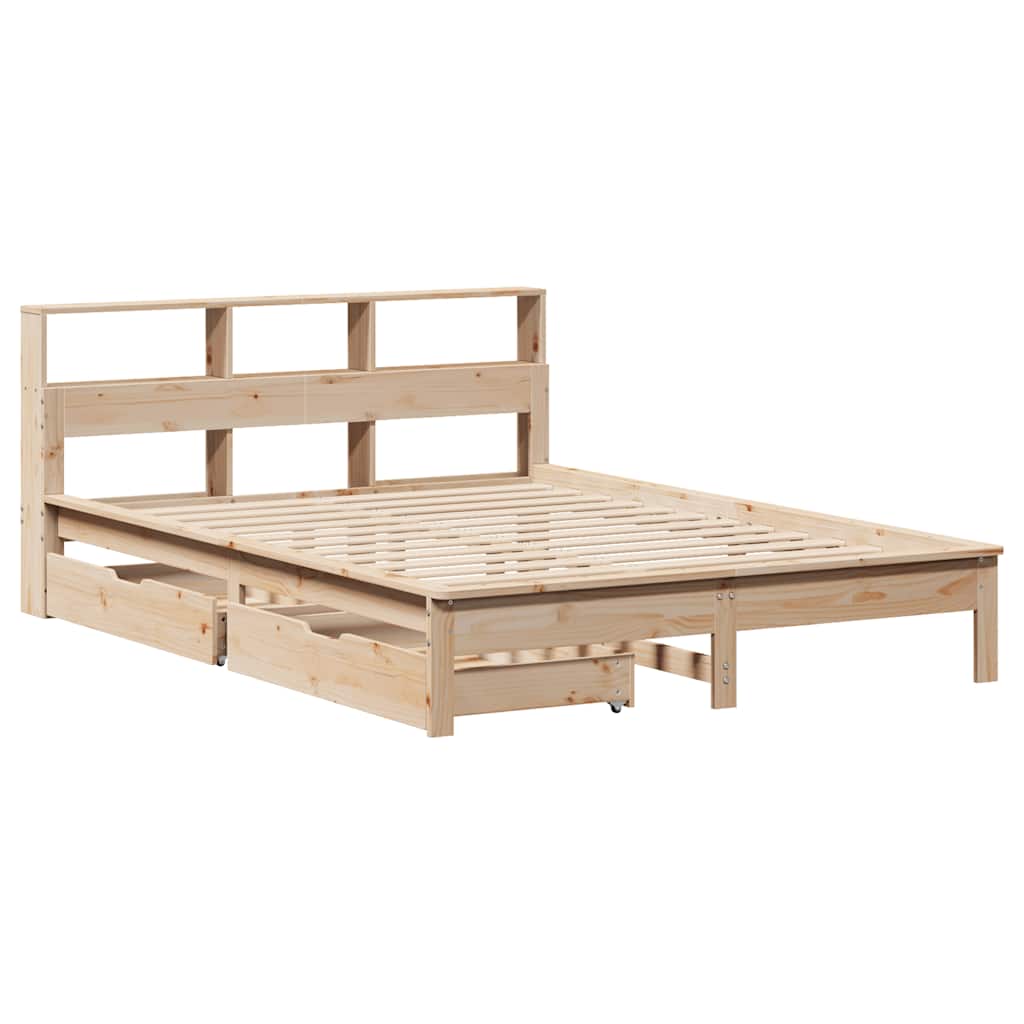 vidaXL Bed met boekenkast zonder matras massief grenenhout 150x200 cm afbeelding