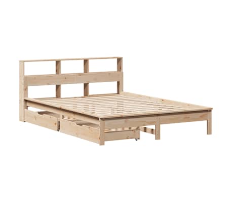 vidaXL Massivholzbett mit Regal ohne Matratze 150x200 cm Kiefernholz