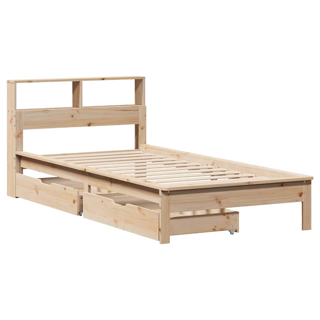 vidaXL Bed met boekenkast zonder matras massief grenenhout 90x200 cm afbeelding
