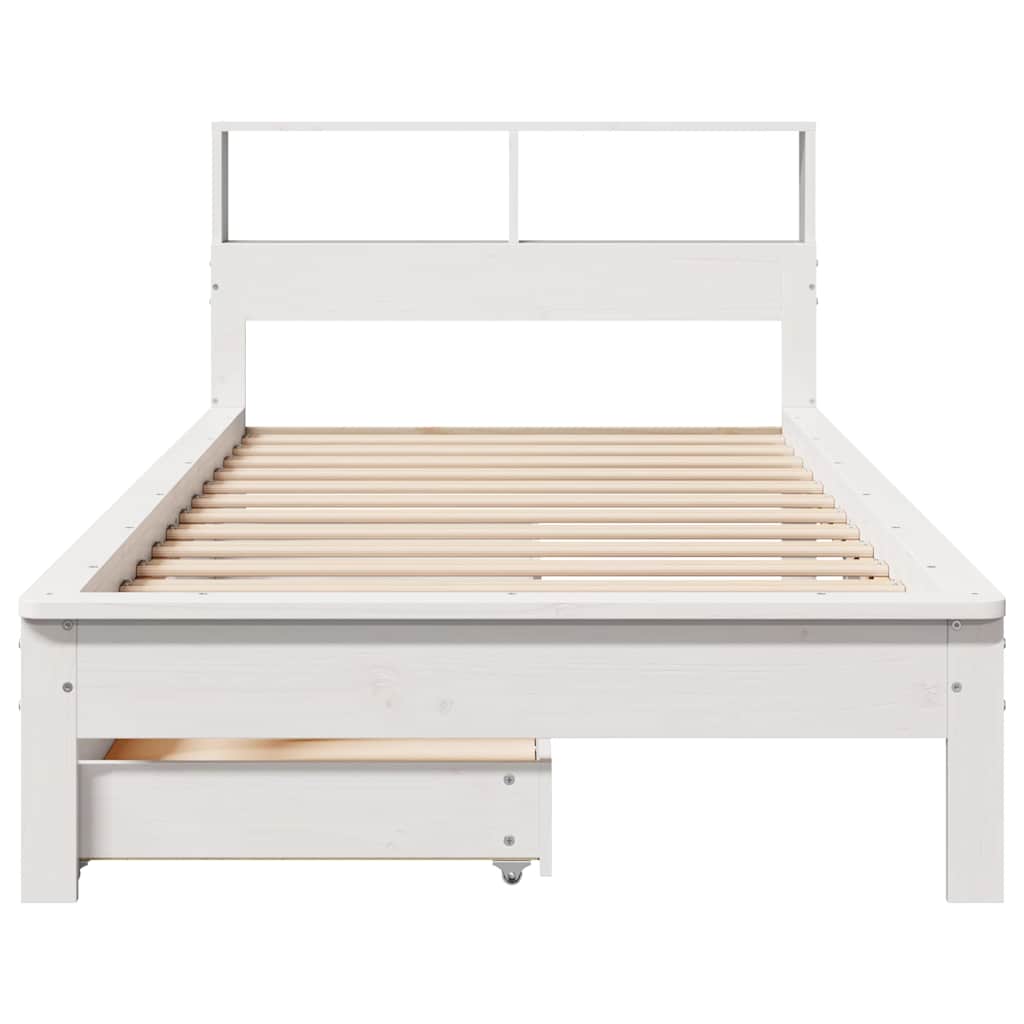 vidaXL Bed met boekenkast zonder matras grenenhout wit 90x190 cm, foto 4