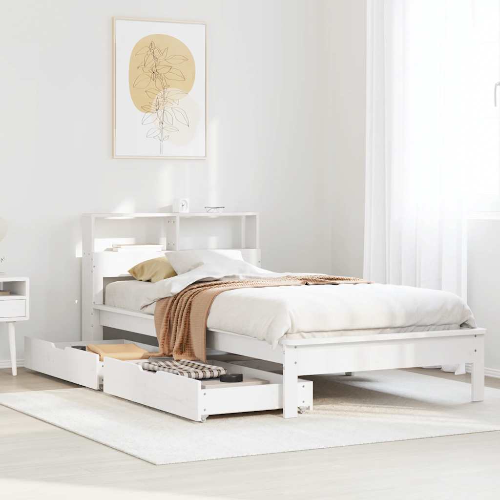 vidaXL seng med reol uden madras 90x190 cm massivt fyrretræ hvid