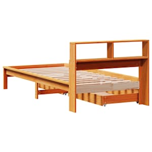Postel s knihovnou bez matrace hnědá 75x190 cm masivní borovice - obrázek 6