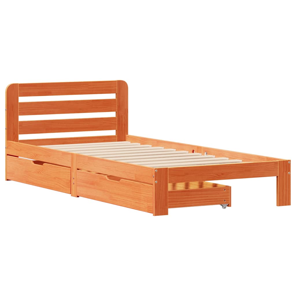 vidaXL Bedframe zonder matras massief grenenhout wasbruin 90x200 cm afbeelding
