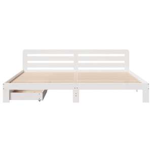 Postel bez matrace bílá 200 x 200 cm masivní borovice - obrázek 4