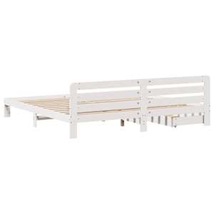 Postel bez matrace bílá 200 x 200 cm masivní borovice - obrázek 8