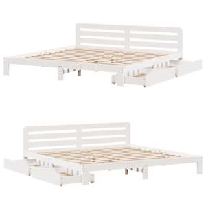 Postel bez matrace bílá 200 x 200 cm masivní borovice - obrázek 9