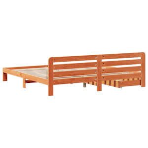 Postel bez matrace voskově hnědá 200 x 200 cm masivní borovice - obrázek 8