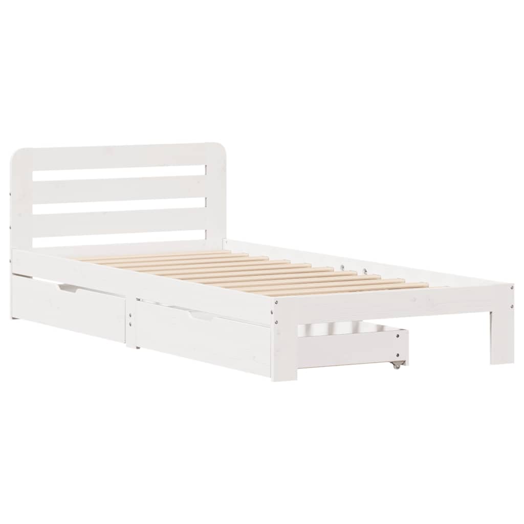 vidaXL Cadru pat fără saltea, alb, 90x190 cm, lemn masiv de pin