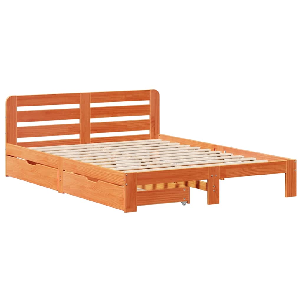 vidaXL Bedframe zonder matras massief grenenhout wasbruin 120x190 cm afbeelding
