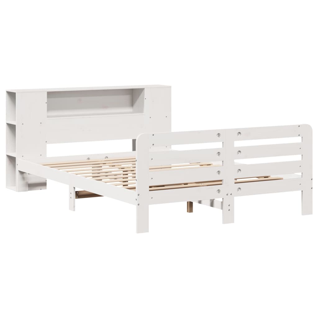vidaXL Bedframe zonder matras massief grenenhout wit 150x200 cm afbeelding
