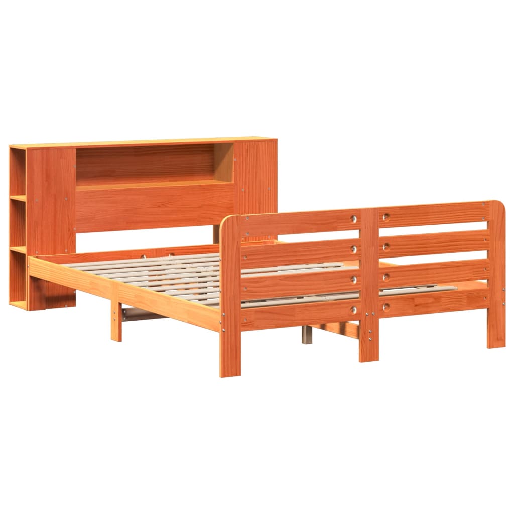 vidaXL Bed met matras massief grenenhout wasbruin 140x190 cm afbeelding