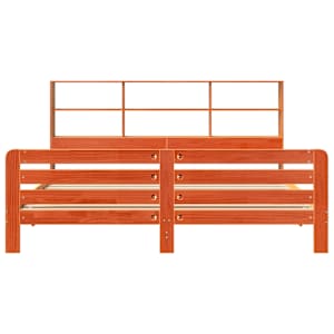 Postel bez matrace voskově hnědá 200 x 200 cm masivní borovice - obrázek 4